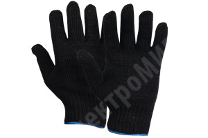 Изображение 5 нитка черные | Перчатки 5 нитка х/б без ПВХ черные 5 нитка черные Ивановская текстильная фабрика
