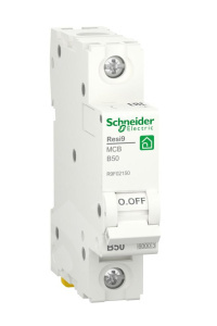 Изображение R9F02150 | Автоматический выключатель 1-пол. 50А тип B 6кА серия RESI9 R9F02150 Schneider Electric