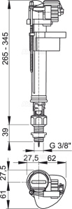 Изображение A17-3/8 | Впускной механизм для унитаза, нижняя  подводка, пластиковая  резьба A17 3/8 AP A17-3/8 AlcaPlast